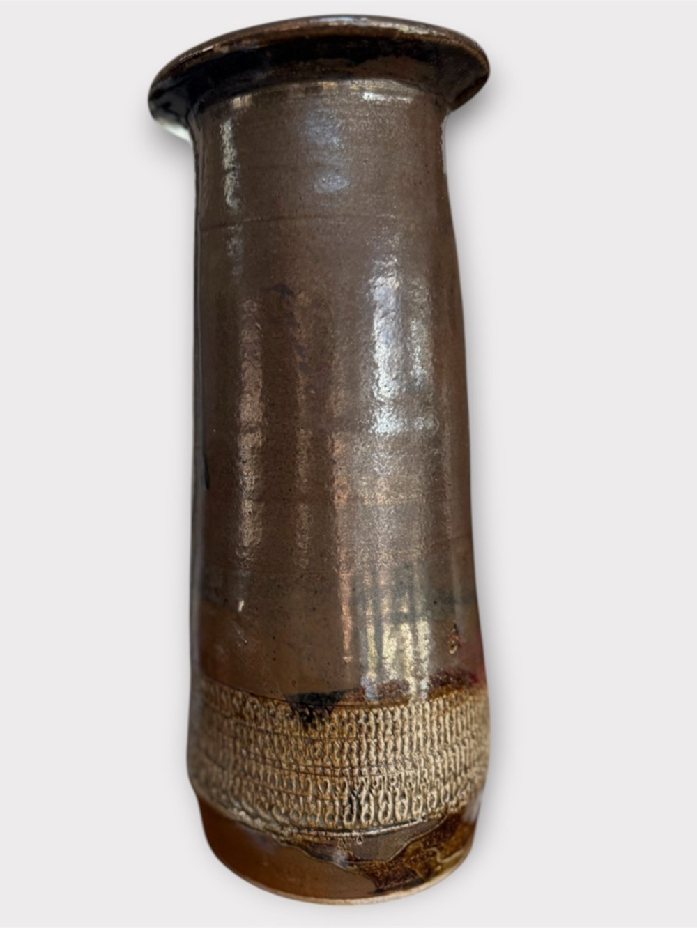 Handmade Ceramic Vase in Brown and Cream